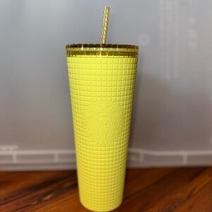 Starbucks Winter Meadow Yellow Soft Touch Grid Venti Tumbler